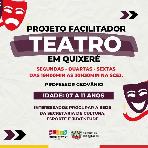 Abertas as inscrições para as aulas de teatro 