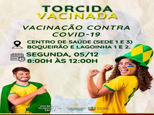Vacinação contra Covid-19, hoje, no Centro de Saúde (Sede 1 e 3), Boqueirão e Lagoinha 1 e 2